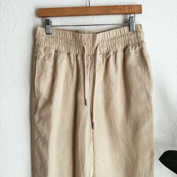 Quince Womens Wide Leg 100% Linen Pants Medium Pull-On Pockets Lagenlook Resort - Picture 2 of 5